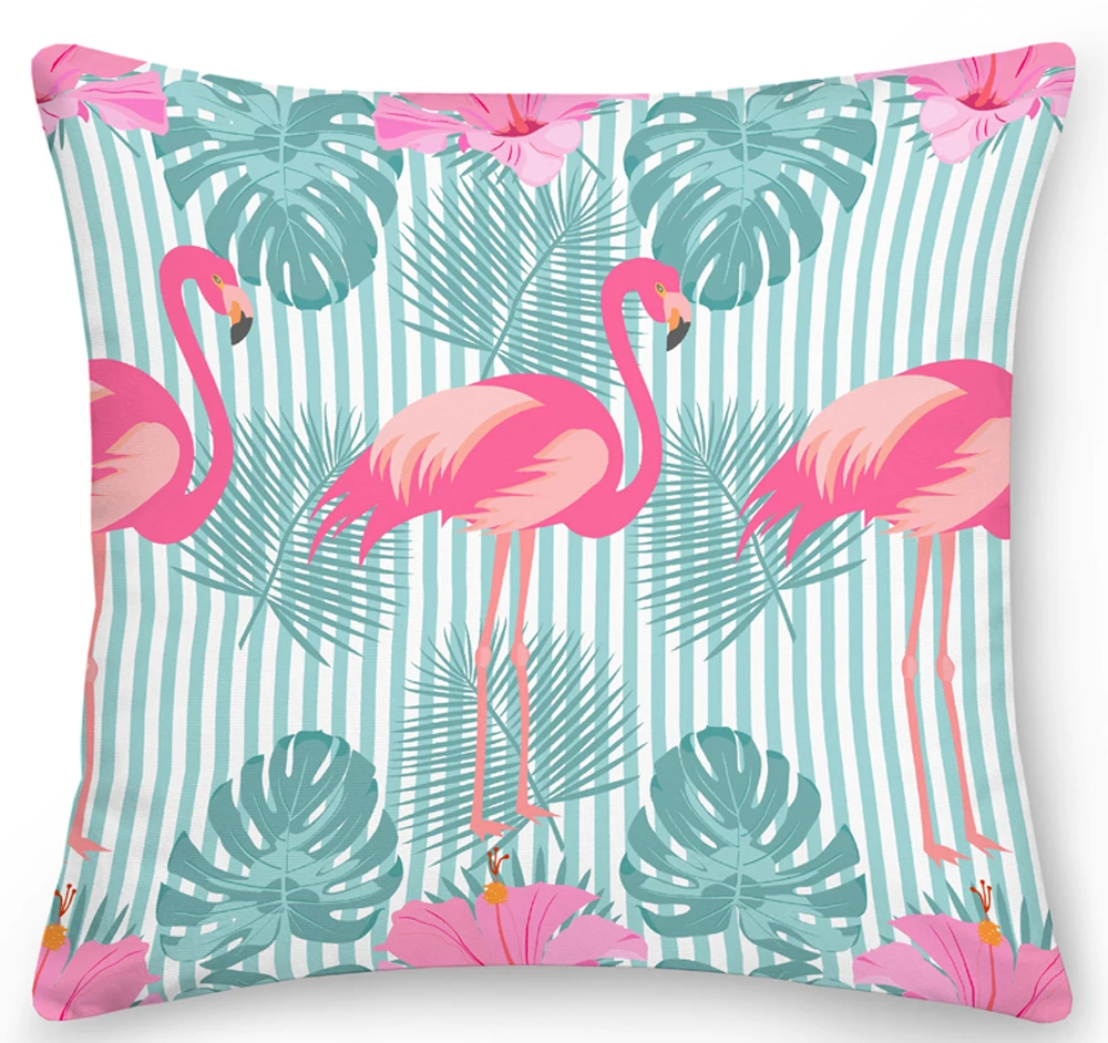 Funda de almohada decorativa con dise&ntilde;o de flamenco, cubierta de coj&iacute;n con dise&ntilde;o Floral para sof&aacute;, cama y coche, 45x45cm-3