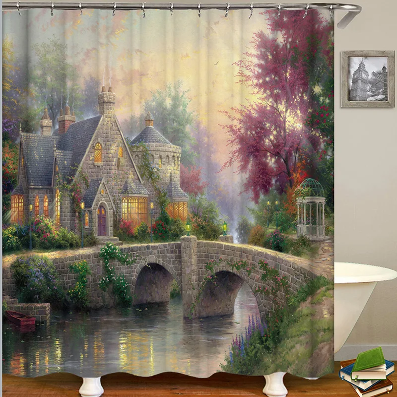 

Занавеска для душа для загородного дома, водонепроницаемая занавеска для сада, реки, ванной комнаты, занавеска для душа, Новое поступление ...