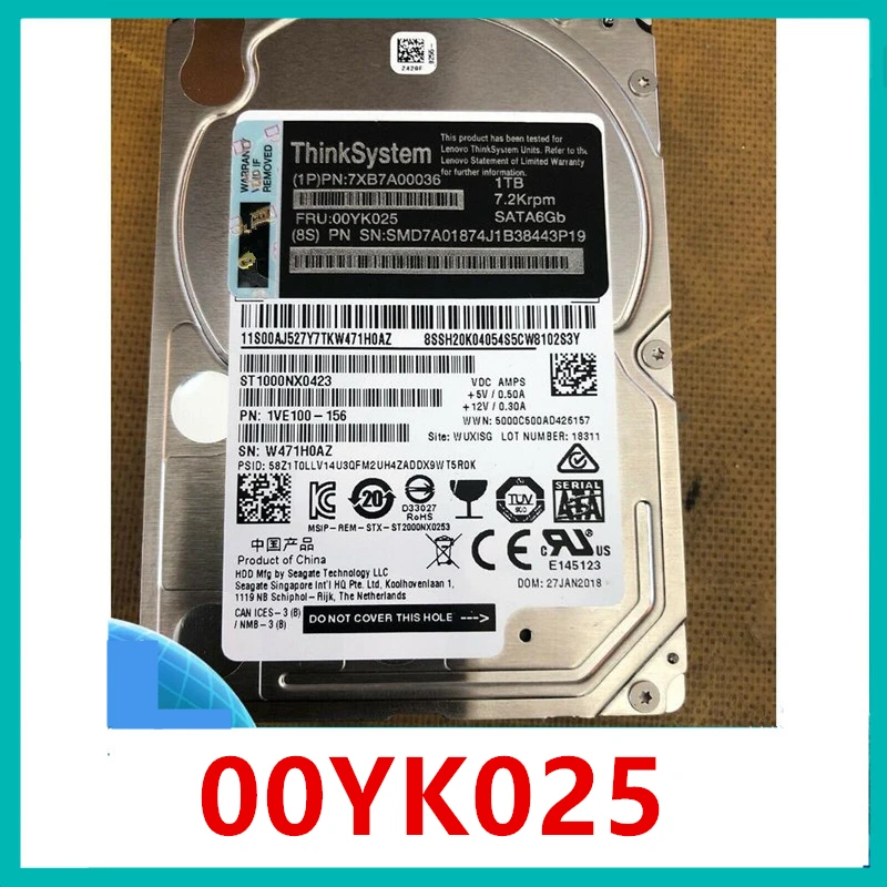 

95% New Original HDD For Lenovo 1TB 2.5" SATA 64MB 7200RPM For Internal HDD For Server HDD For 7XB7A00036 00YK025