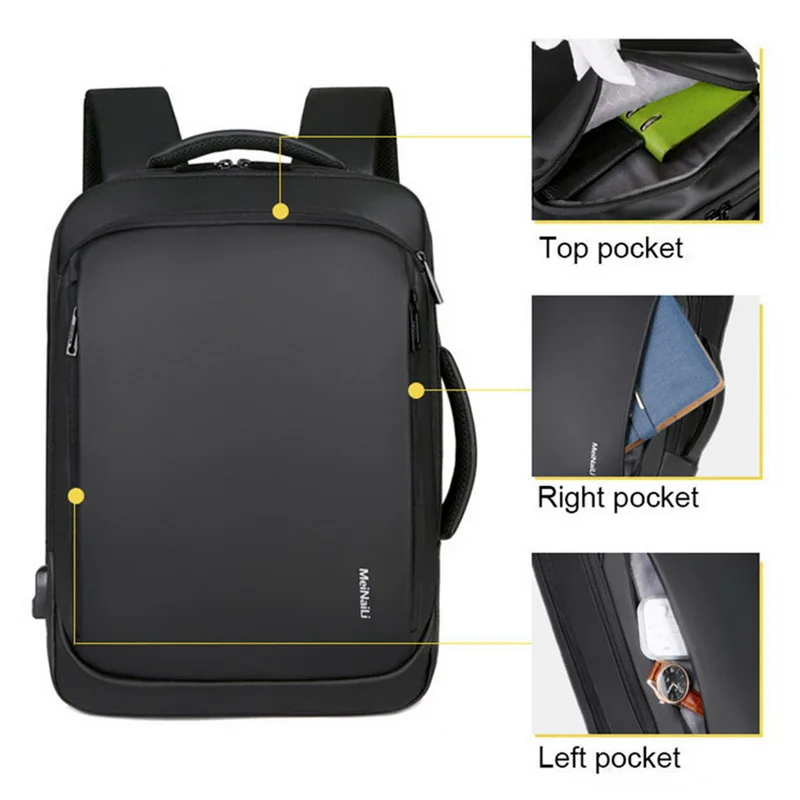HEFLASHOR Рюкзак Для Ноутбука Мужской рюкзак бизнес ноутбук Mochila водонепроницаемый рюкзак usb зарядка сумки Дорожная сумка