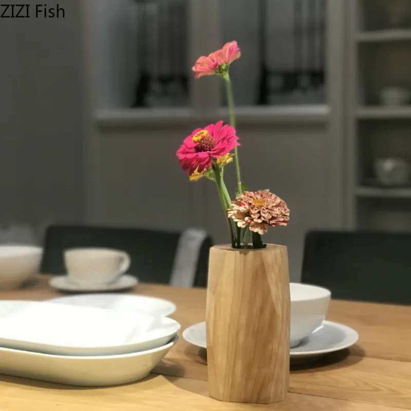 Геометрические вазы из цельной древесины розетка для цветов Настольная Ваза - Фото №1