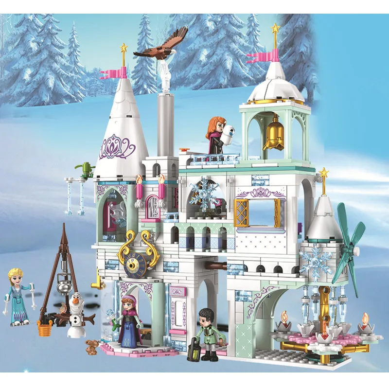 Новое поступление Снежный замок строительные блоки совместимые с Legoinglys друзья