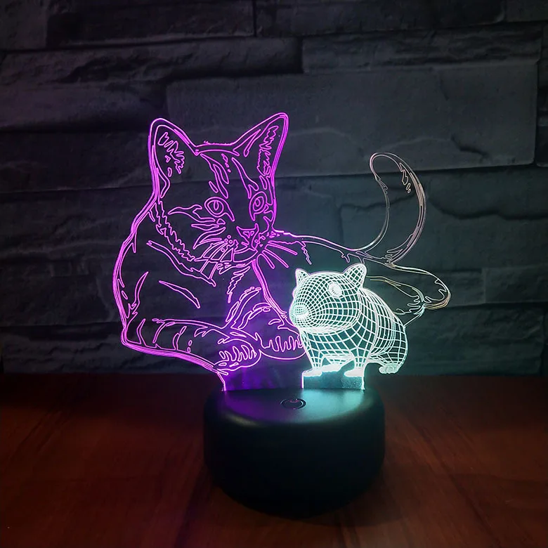 

Cat and mouse Model 3D LED Night Lights USB Touch Table Desk Lamp 7 Color Change Bedroom Decoration Baby Sleep Lighting Kid Gift