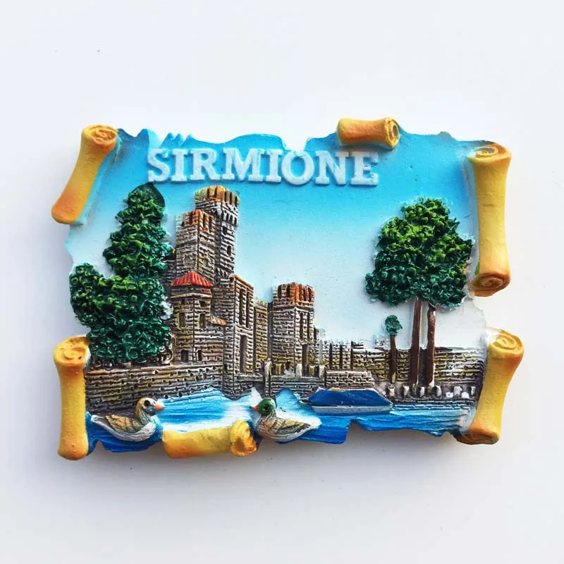 

QIQIPP Italy Sirmione Town Three-dimensional Landscape Tourist Souvenirs Magnetic Fridge Magnet Collection Hand Gift