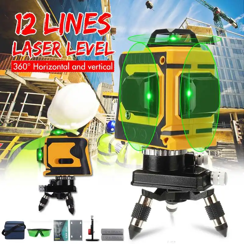 12 зеленых линий лазерный уровень кронштейн 3D 360 Регулируемый