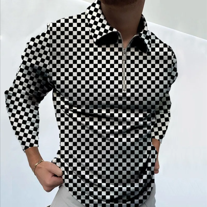 Мужская рубашка-поло с отложным воротником длинным рукавом | одежда