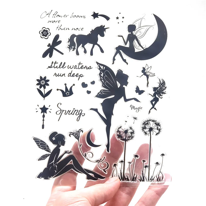 14x18 см с рисунком эльфов и фей прозрачный печать прозрачные наклейки силиконовый