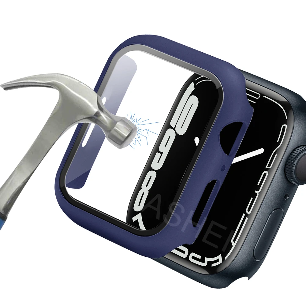 Чехол для apple watch 7 45 мм 41 чехол с защитой экрана пленка из закаленного стекла iwatch SE