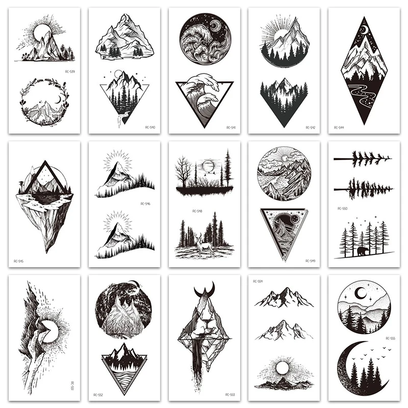 Татуировка стикер сосна рождественское растение черная рука боди-арт перенос