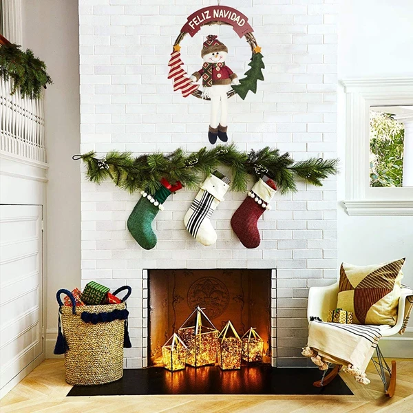 

NEW-Christmas Wreath Snowman Doll Wreath Xmas Ornament Front Door Window Wall Pendant Festival Party Decoration