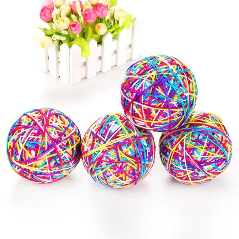 

Dog Rolling Ball Toys Made Of Colorful Wool Yarns Puppy Kitten Scratch Ball Toys For Interactive Cat Toy Training Dropshipping