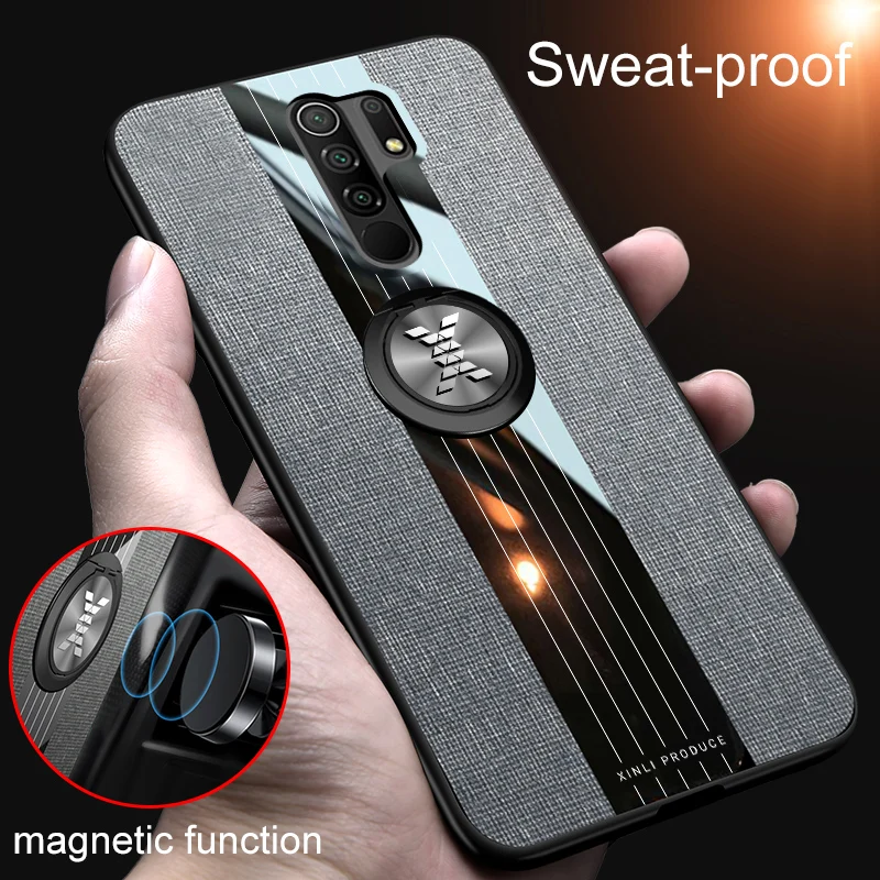 Магнитный чехол с кольцом на палец для Xiaomi Redmi 9 Prime 6 53 дюйма Тканый дизайн