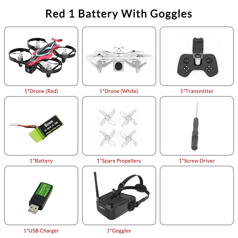 E013 Plus FPV гоночный Дрон анти-черепаха режим w/5,8G 48CH 1000TVL красный и белый камера VR006 очки - Цвет: 4
