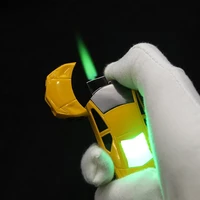 creative lighter led car jet butane windproof keychain flashlight turbine green flame cigarette lighter mens small gift