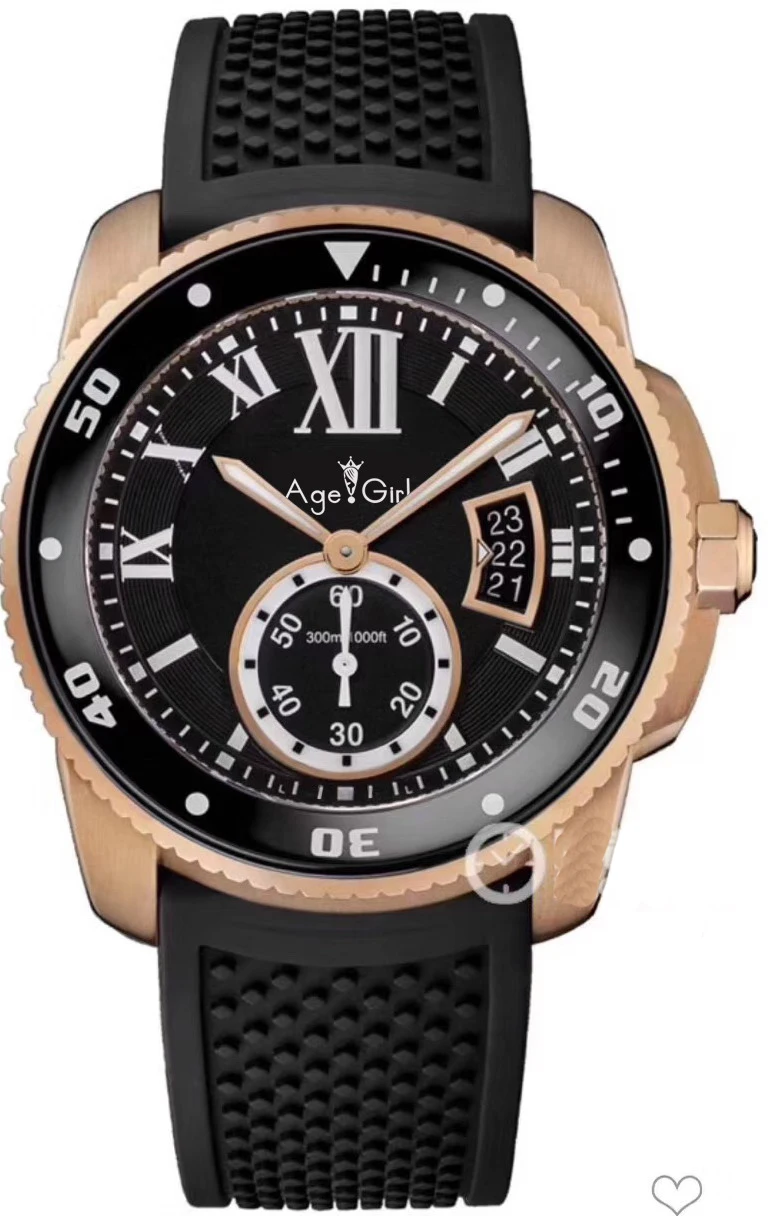 

Classic New Men Quartz Chronograph Sport StopWatch Rubber Stainless Steel Black Blue Rose Gold Sapphire Canvas Watch AAA+