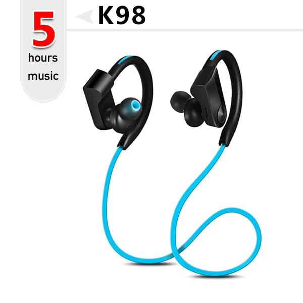 K98 Bluetooth наушники беспроводные наушники bluetooth Спортивная гарнитура стерео бас наушники с микрофоном для телефона - Цвет: K98-Blue-5Hour