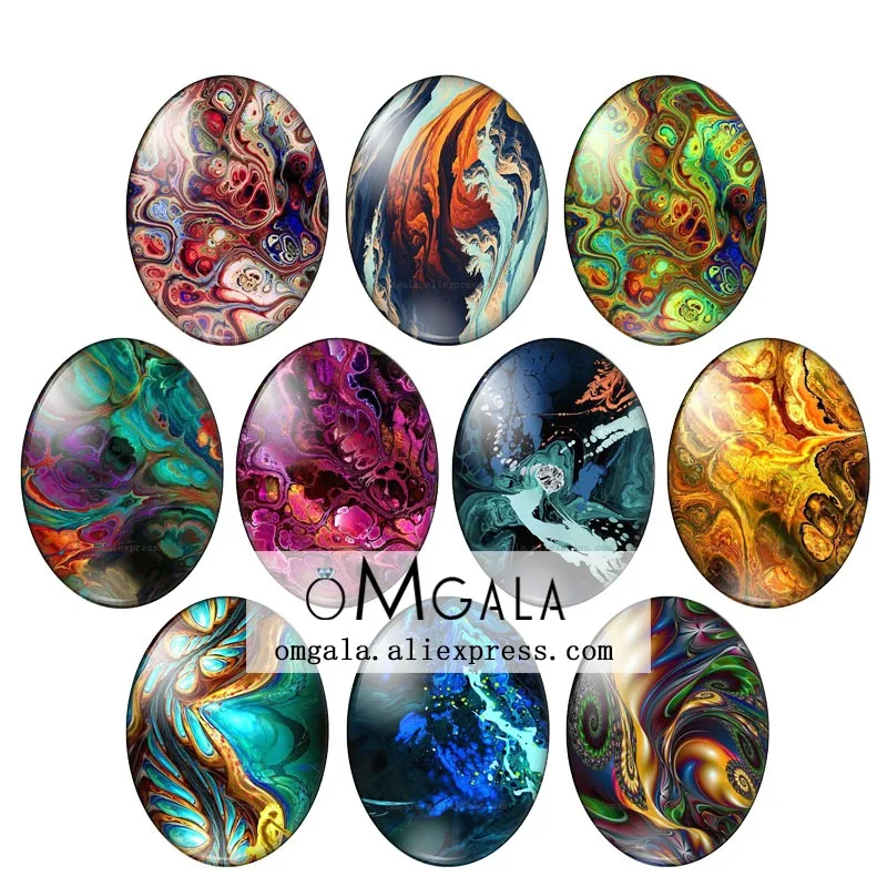 

Vibrant purple blue artist create texture 10pcs 13x18mm/18x25mm/30x40mm Oval photo glass cabochon demo flat back Making findings