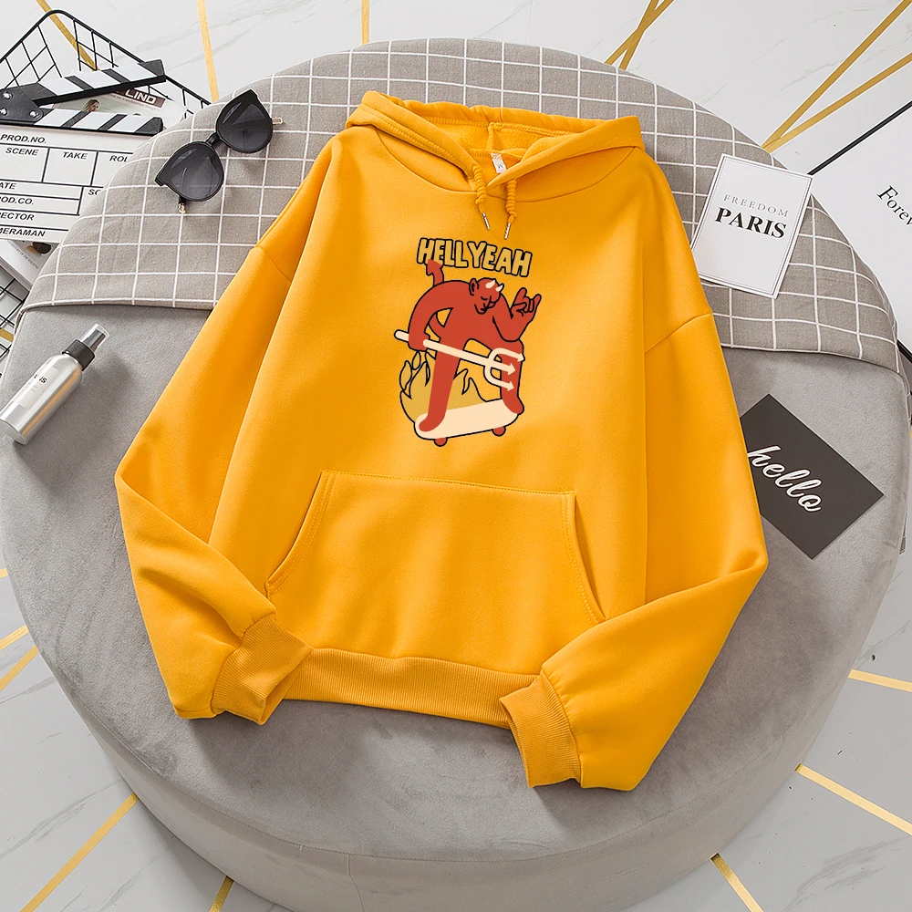 Warmer Fleece Oversize Sweatshirts Women Letter Winter Hoodie Harajuku Women Sweetshirts Hoodies Big Size Cartoon Hell Hoodie