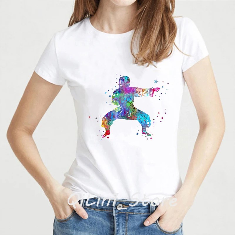 Новинка женская футболка модная популярная стильная с акварельным принтом для