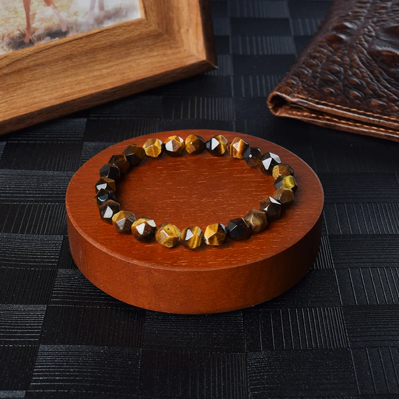 

Fashion Irregular A Tiger Eye Beads Bracelet Punk Men's Jewelry Free Shipping Natural Stone Section Pulse Couple Bangles Women