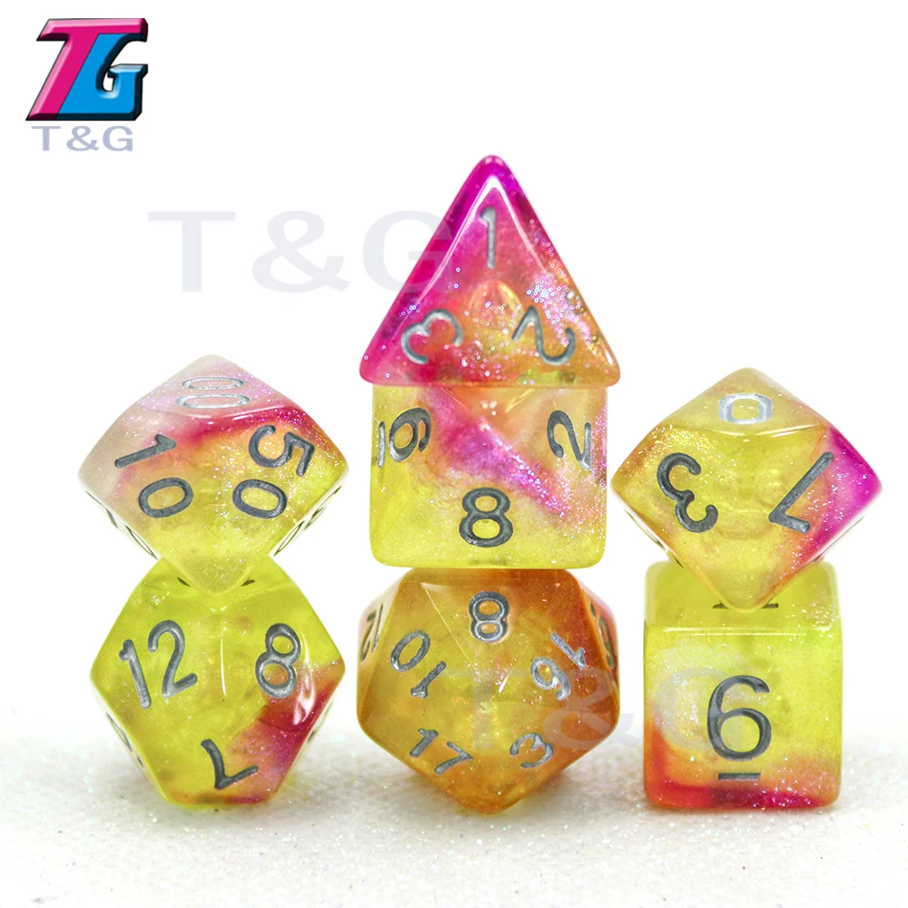 DND RPG Вселенная Галактика кости набор D4-D20 с сумкой Shinny Effectt Cool для настольной игры