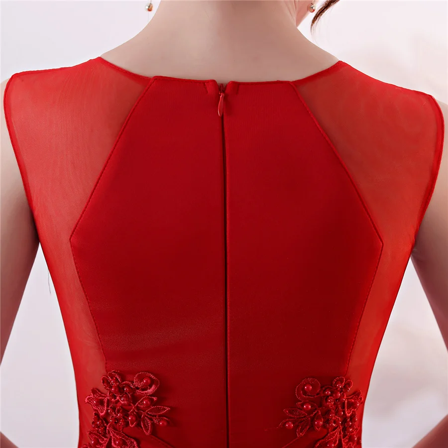 

Mermaid Evening Gown It's Yiiya DX303 Appliques Solid O-Neck Women Party Dresses Sleeveless Zipper Plus Size Robe De Soiree