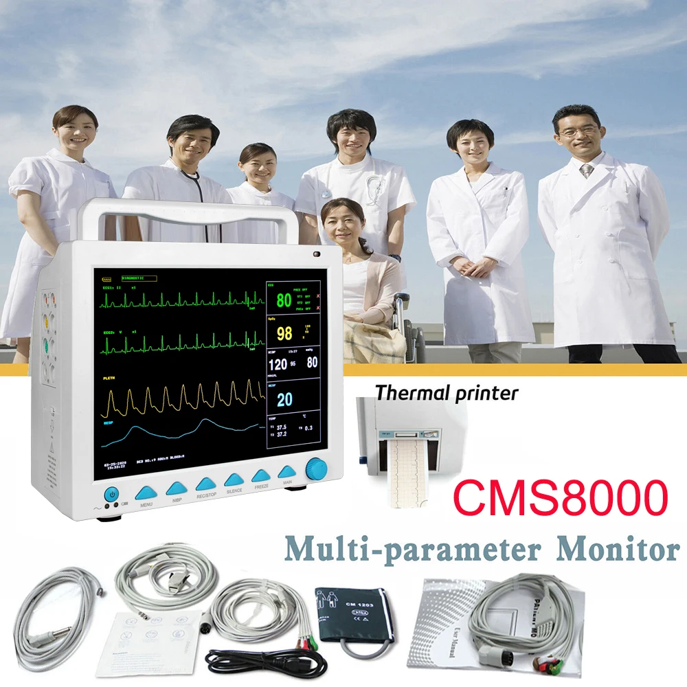 

CONTEC CMS8000 Multi-Parameter Patient Monitor Medical Mechine SPO2 Heart Rate Monitor For Hospital With Printer