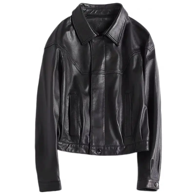 

New Women Outerwear 100% Genuine Leather Jackets Sheepskin Short Coats Motorcycle Windbreak Clothing Spring Autumn Female Jacket