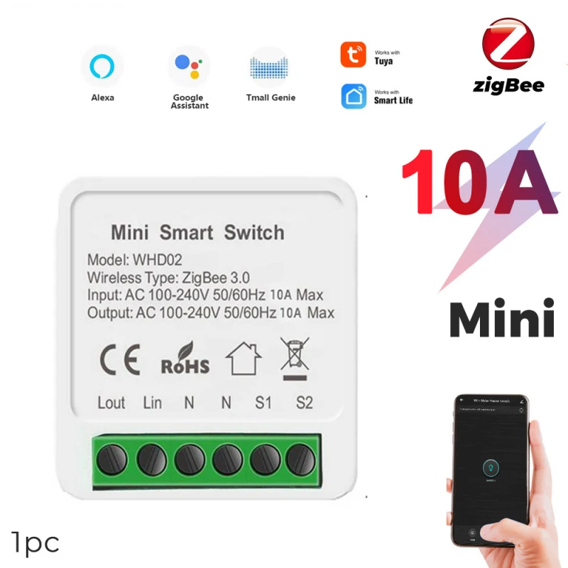 

Tuya Zigbee Smart Switch Module Hub 100-240V Two Way Wireless Light Switch Relay Compatible Alexa Google Home,Smart Home Control