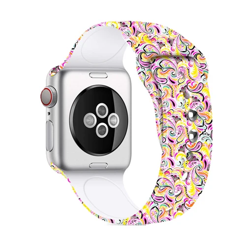 color-7 Силиконовый ремешок для Apple watch band 5, 4, 44 мм, 40 мм, рождественский подарок, мягкий наручный ремень с цветочным принтом, ремешок для часов iWatch 3, 2, 38 мм, 42 мм - Цвет ремешка: color-7