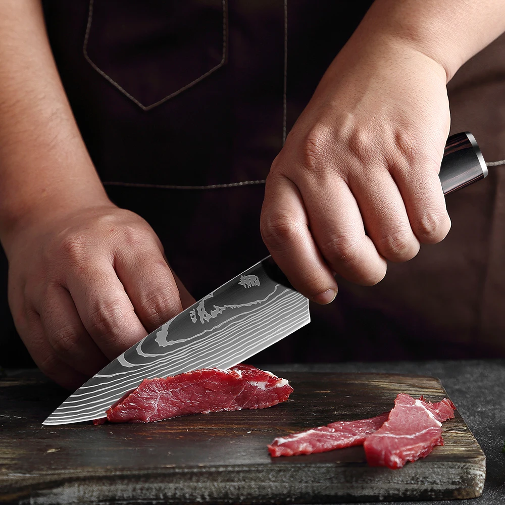 XITUO 6-дюймовый шеф-нож домашние кухонные ножи лазерный дамасский узор острый