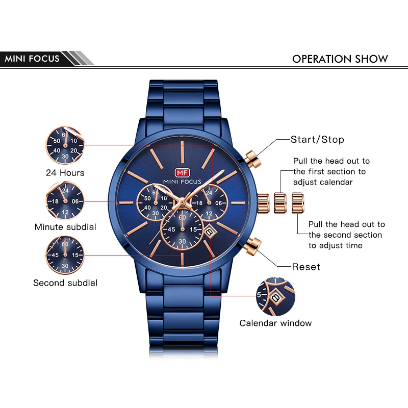 Часы Пилот мужские Кварцевые водонепроницаемые модные многофункциональные
