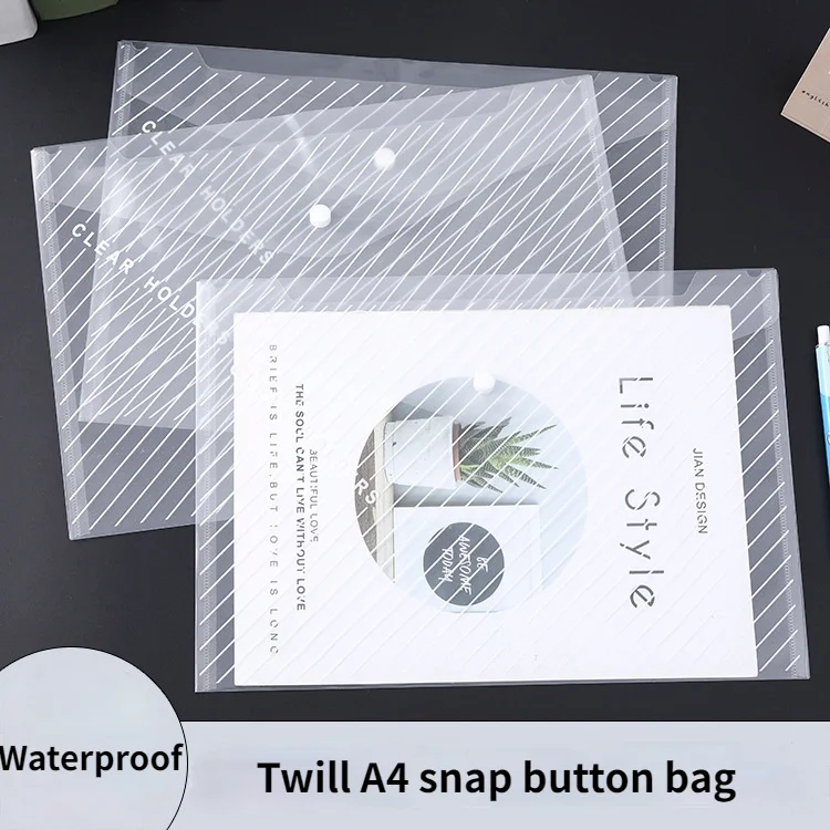 

25PSC Transparent file bag waterproof twill A4 snap bag plastic file storage bag
