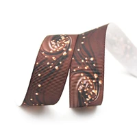 16 75mm chocolate printed grosgrain rainbow ribbon 102550 yards diy bows wedding party decoractive ribbons