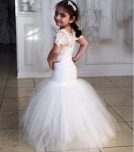 

Princess tulle Lace A Line Flower Girl Dresses for Wedding First Communion Dresses Wedding Party Dress Runway Show Pageant