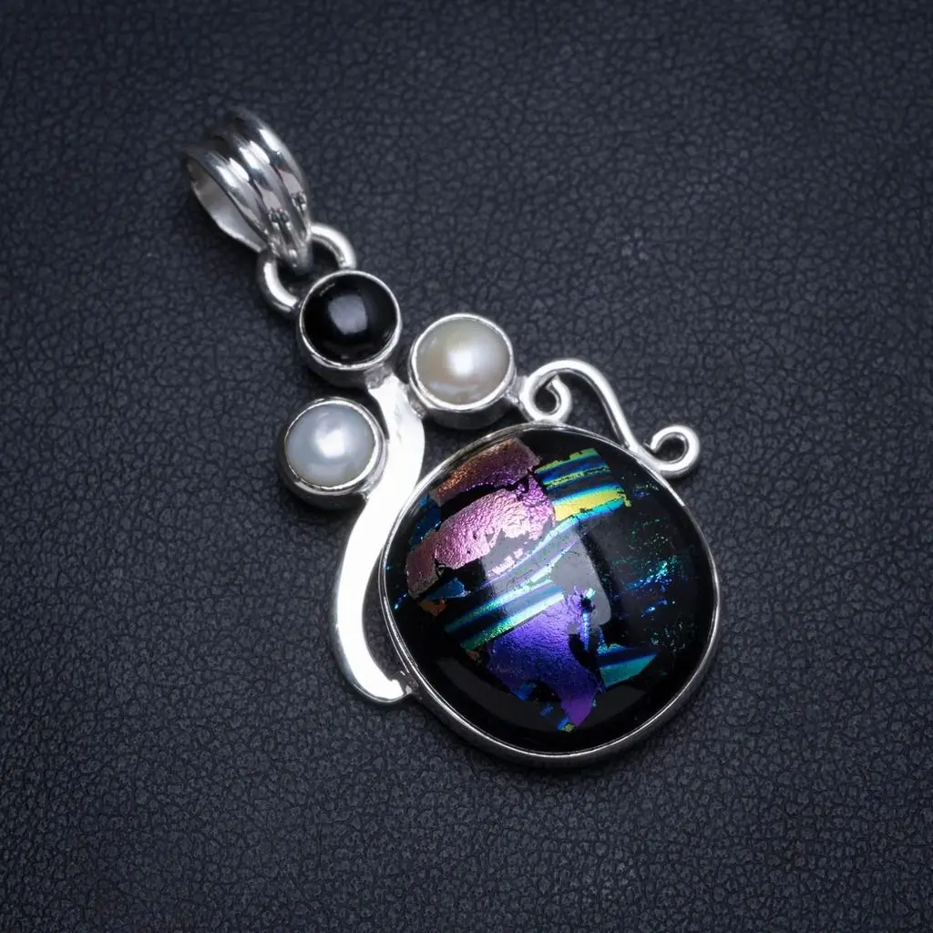 Натуральный Радужный дихроический стеклянный речной жемчуг черный оникс