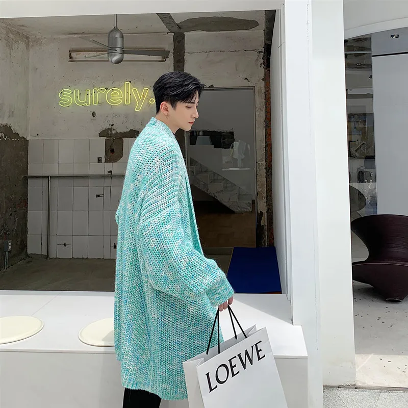 Мужская винтажная мода длинный стиль кардиган свитер пальто Женская Уличная