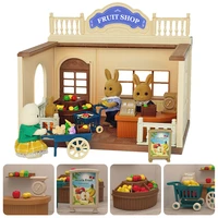 forest family miniature supermarket products fruit stall food vegetables items toys furniture toys for girls dollhouse pretend