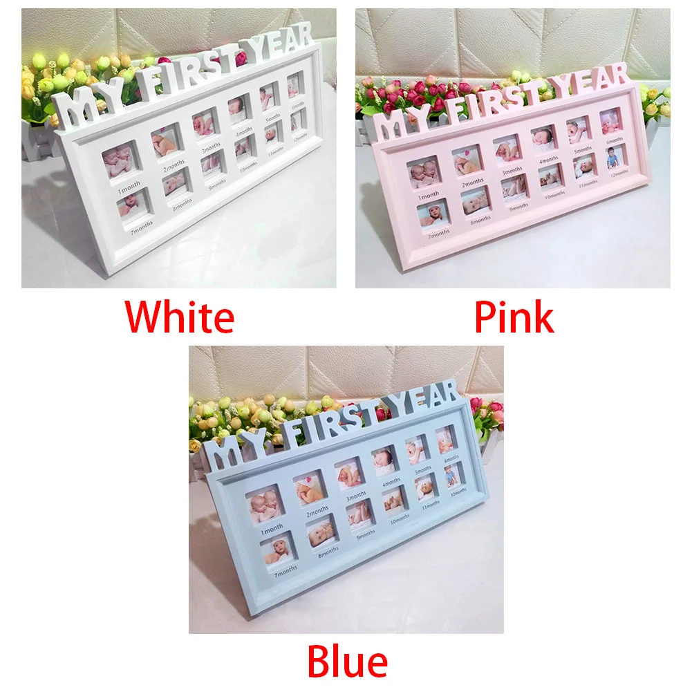 

12 Months Newborn Baby Moments Photo Frame Ornaments Desktop PVC Display Home Decor Picture Show My First Year Souvenirs Infant