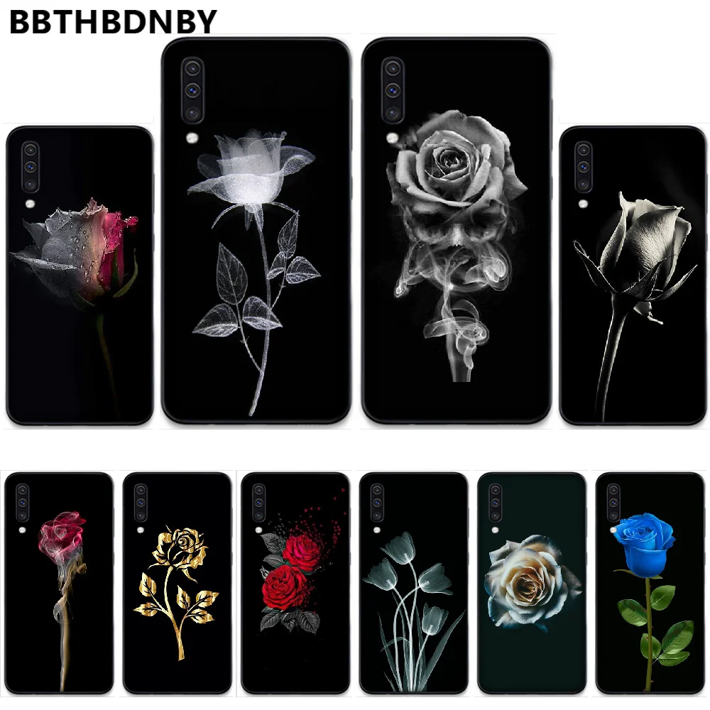 Красивый черный белый розовый цветок чехол для телефона Samsung S6 S7 edge S8 S9 S10 e plus A10 A50