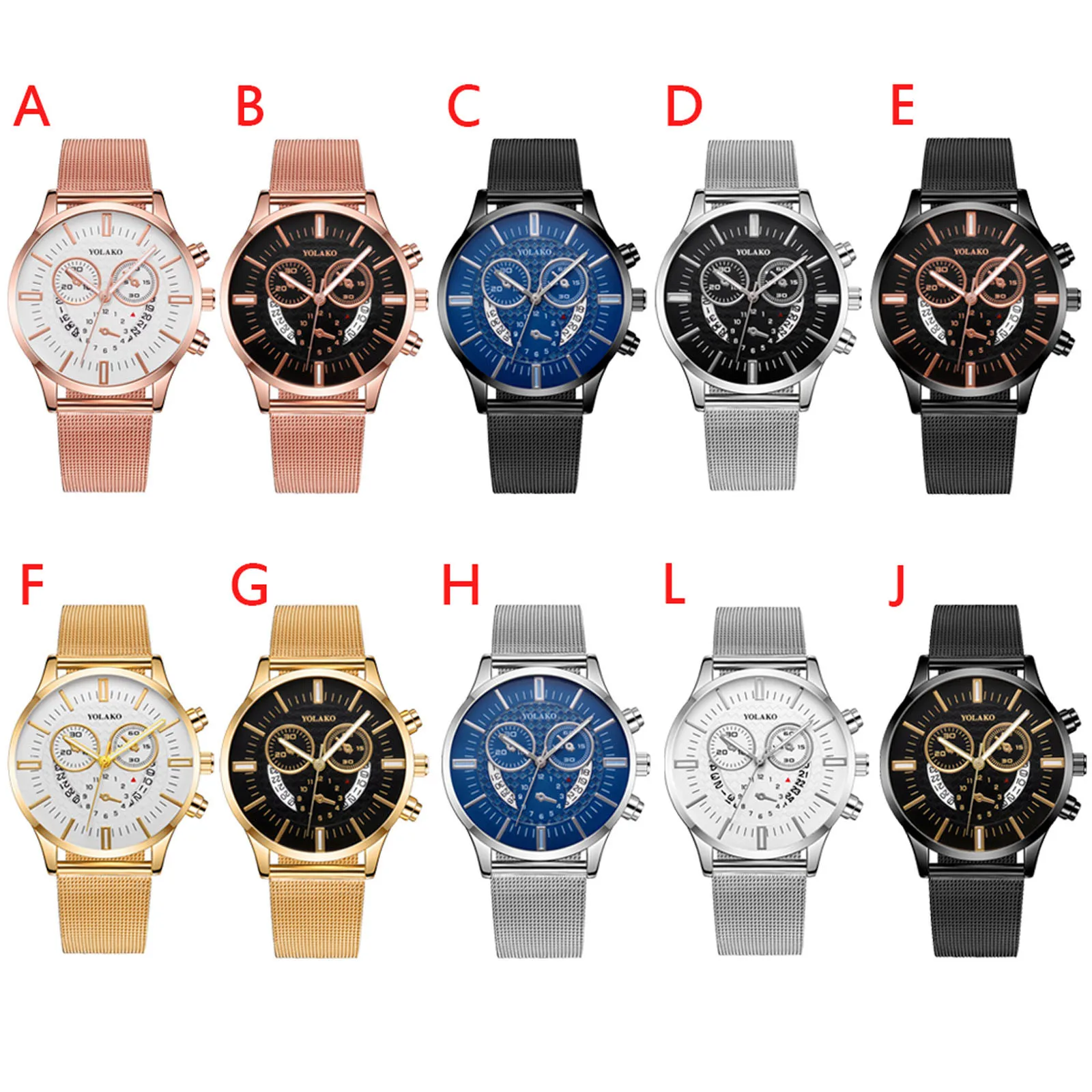 

Men Watch Casual Quartz Glass Stainless Steel Watch Strap New Round Men's Casual Quartz Glass Stainless Steel Strap Watch