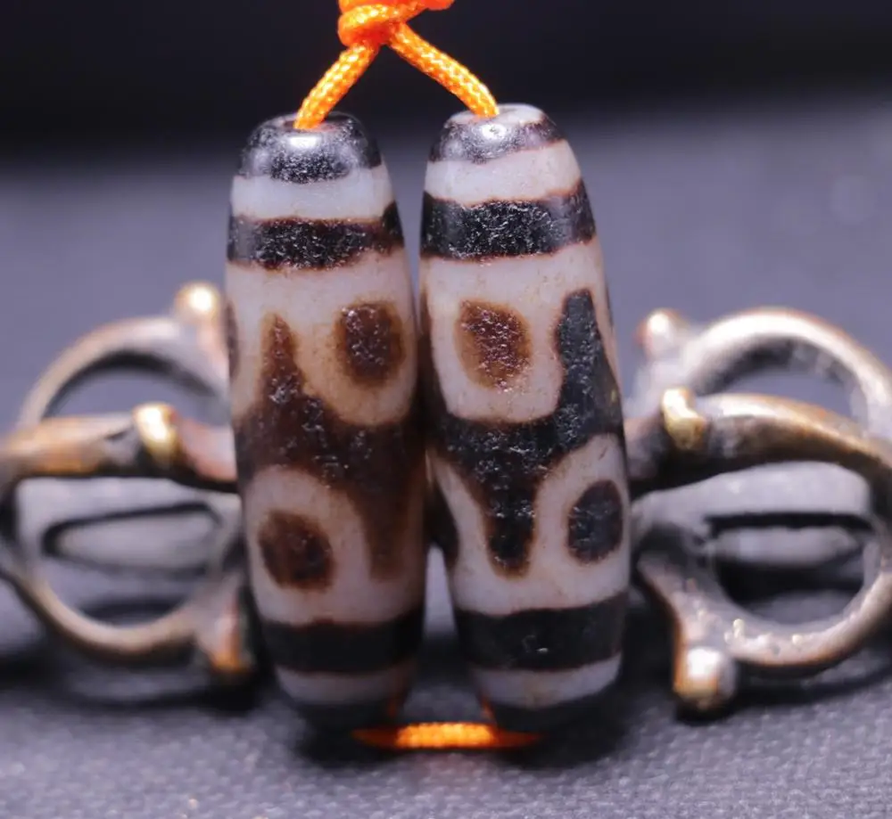 2X волшебная сила Тибетский Старый Агат Лотос основа чистая любовь бусины дзи