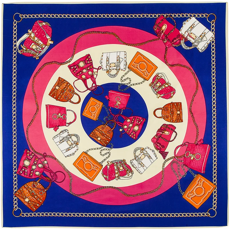Розово-красный Новинка, саржевый шелковый шарф для женщин, евро, с кисточками, квадратный хиджаб, шарфы, 100X100 см, большая бандана, роскошный бренд, шарфы - Цвет: Розово-красный