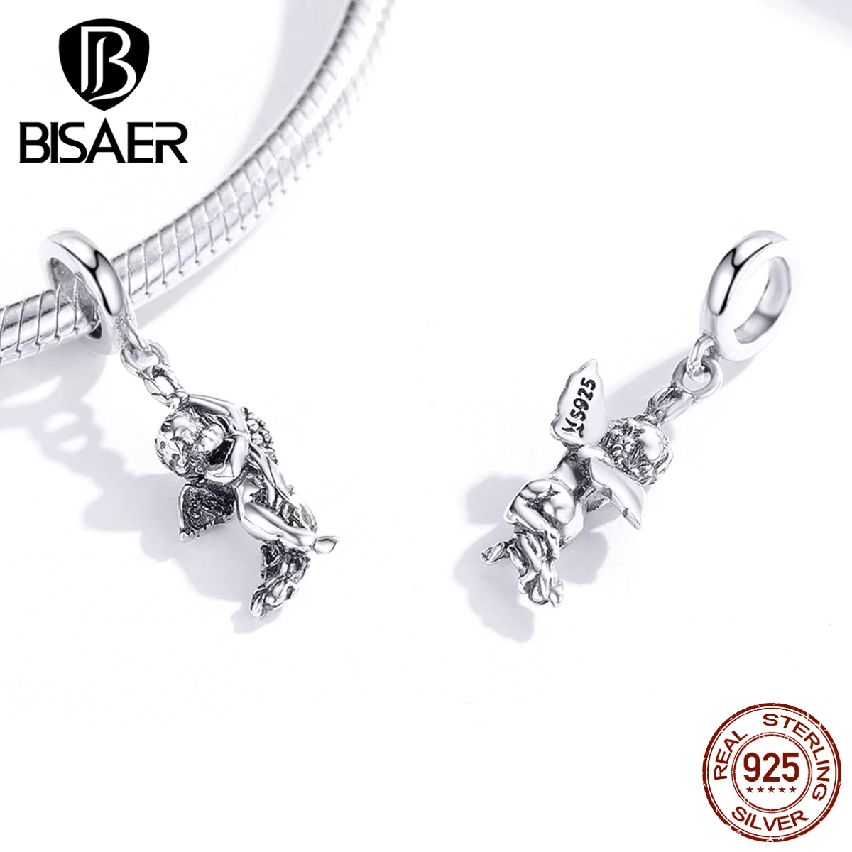 Love Angel BISAER,, 925 пробы, серебро, Амура, стрела, серебряные бусины, подвески, подходят для женщин, браслеты, серебро 925, ювелирные изделия ECC1405