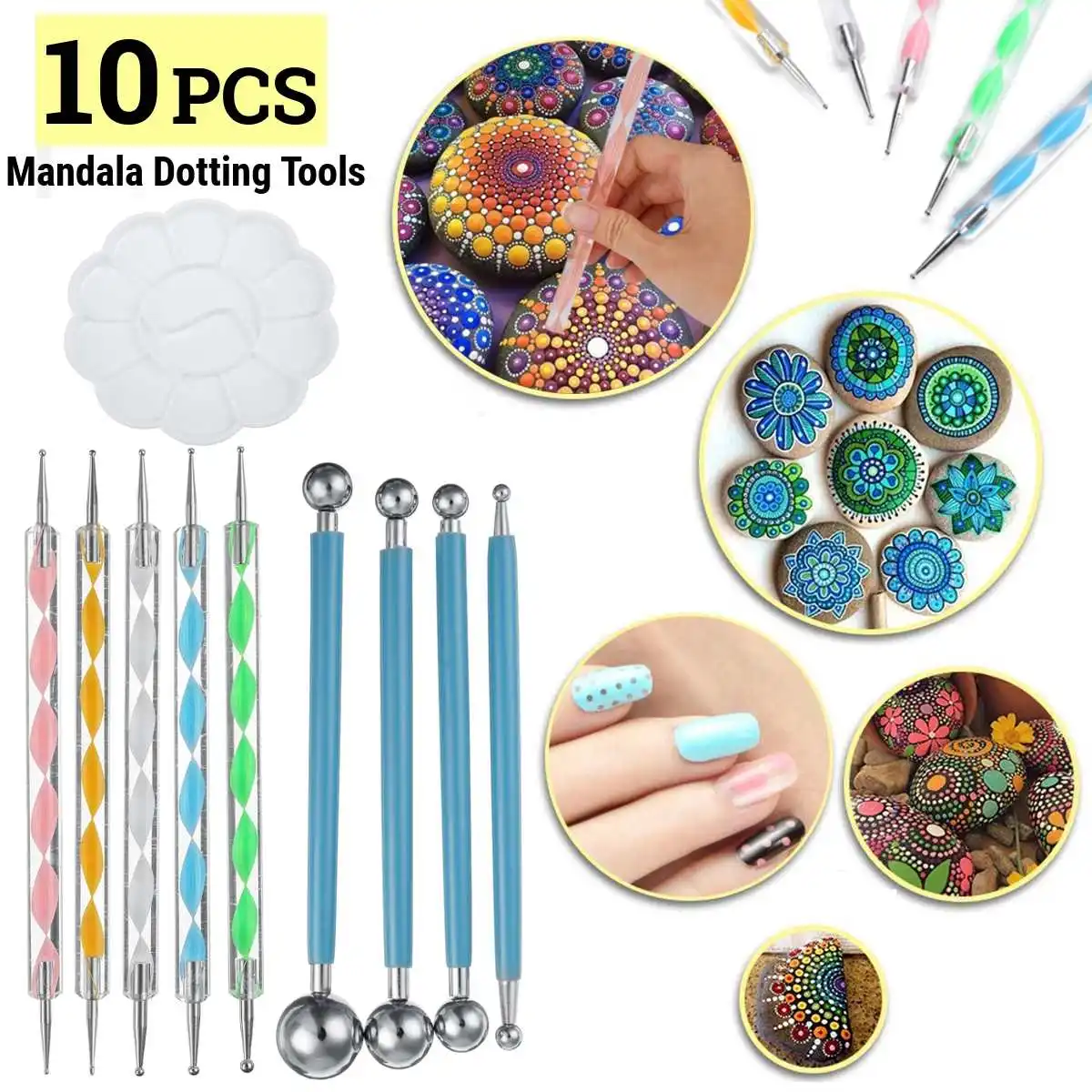 

Mandala Dotting Tools Set For Painting Rocks,Painting Rocks Dot Kit, Rock Stone Painting Pen Polka Dot Tool Template Cosmetic