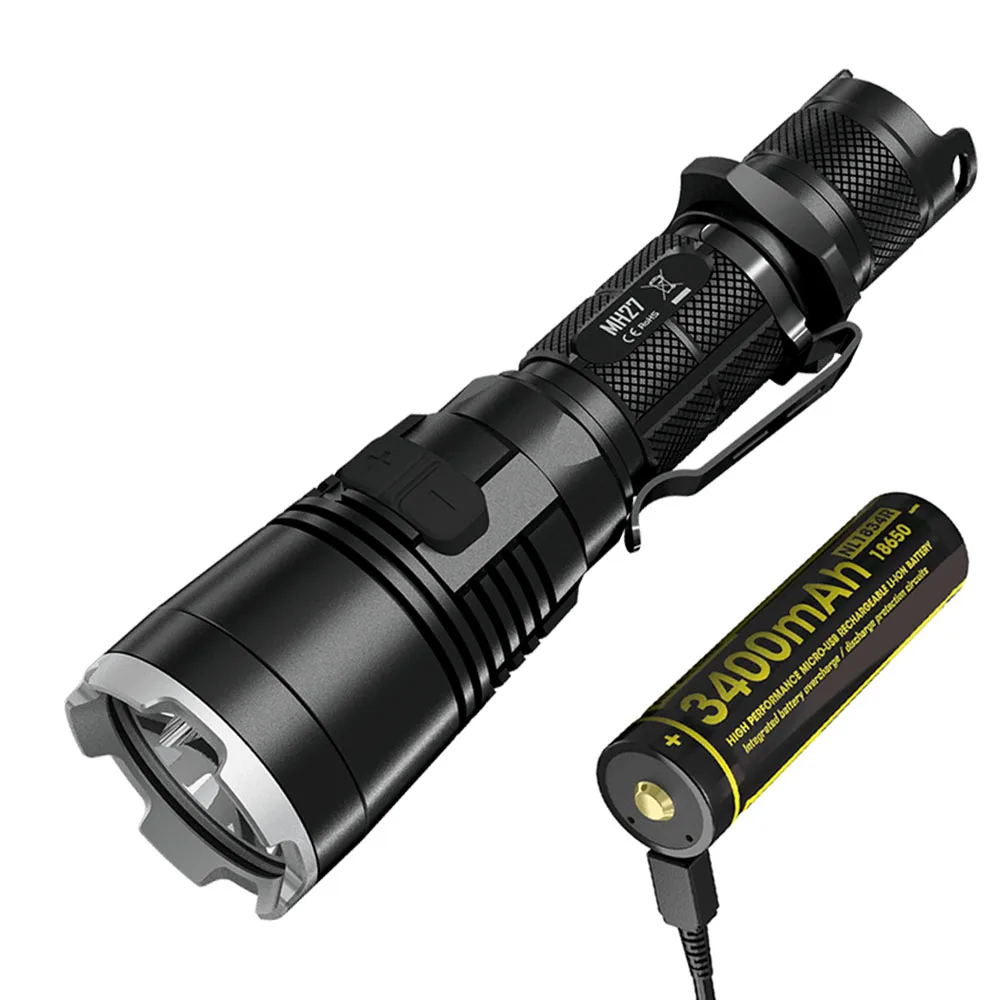 NITECORE MH27 тактический фонарь красный зеленый синий свет CREE XP-L HI V3 светодиодный Макс 1000 люмен дальность луча 462 м ручной фонарь - Испускаемый цвет: MH27 NL1834R