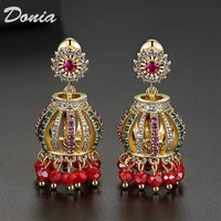 donia jewelry vintage earrings copper micro set aaa zircon earrings ethnic style hollow luxury dinner female earrings