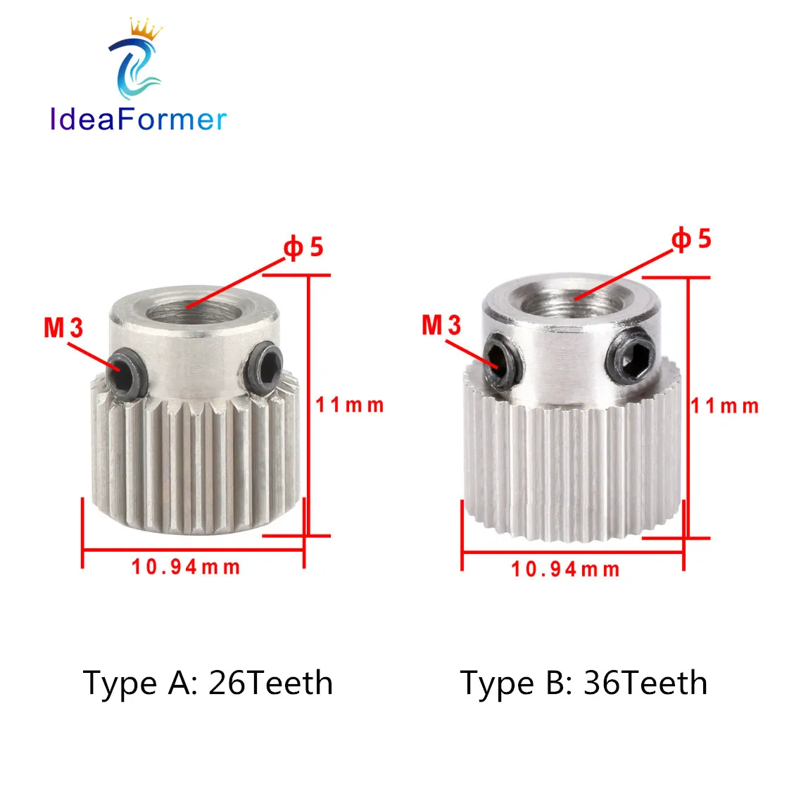 Фидерная Шестерня экструдера Mk7 MK8 5 шт. полузубья из нержавеющей стали диаметр мм