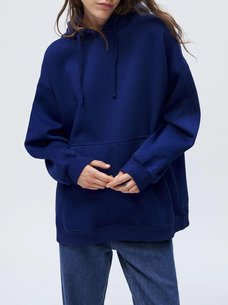 Женский свободный пуловер ZA Повседневный с длинными рукавами и карманами свитер