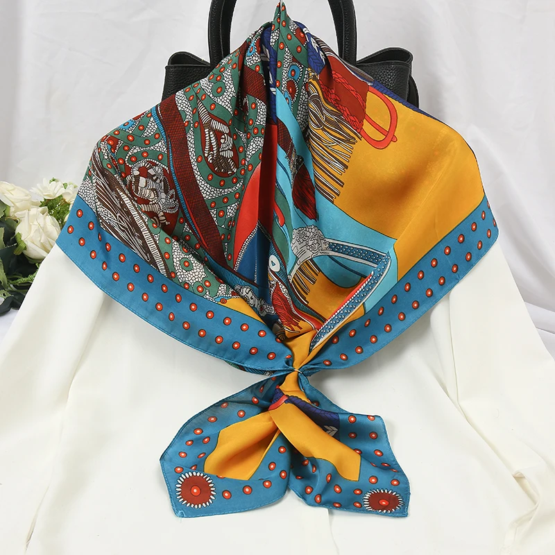 

2021 new spring women scarf quality shawl silk fashion scarf headscarf beach sunscreen bag headscarf scarf 90cm*90cm